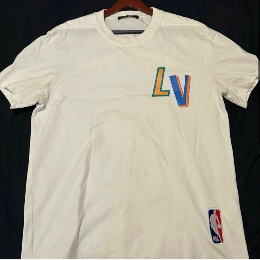 Louis Vuitton White Short Sleeve Tee with Colorful Logo